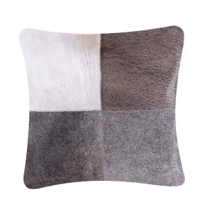 Set of 2 Cushions NELLAD Leather 45 x 45 cm Patchwork Grey