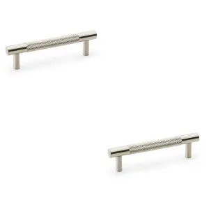 2 PACK - Knurled T Bar Door Pull Handle - Satin Nickel - 96mm Centres Premium Drawer