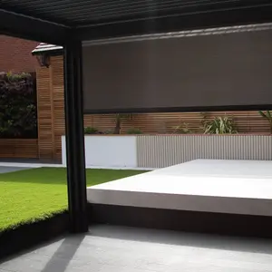 PergoSTET 4m x 4m Pergola with 3 Drop Sides and LED Lighting in Grey