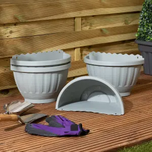 Wham Set 4 Etruscan 30cm Plastic Wall Basket Soft Grey