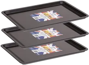 3 X Wham Non-Stick Baking Tray Bakeware Oven Sheet Roasting Tin Pan Loaf 32cm