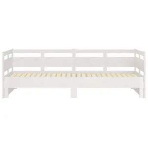 Berkfield Pull-out Day Bed White Solid Wood Pine 2x(80x200) cm