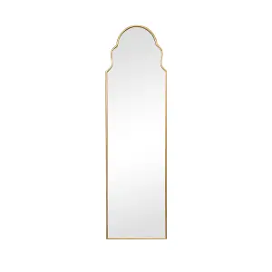 Melody Maison Tall Slim Gold Arch Wall Mirror 133cm x 38cm