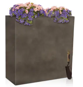 Primrose Anthracite Light Grey Tall Trough Fibrecotta Planter With Insert 56cm