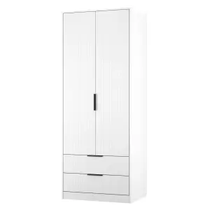 Nashville Ready assembled Contemporary White 2 Drawer Tall Double Wardrobe (H)1960mm (W)740mm (D)520mm