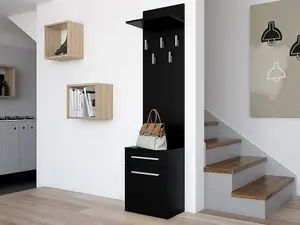 Duo Shoe Cabinet and Coat Rack Matte Black