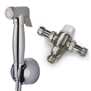 Nes Home Douche With 1.2m Stainless Steel Hose & Mini Thermostatic Mixer Chrome