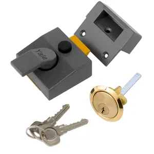 Yale Grey Brass effect 40mm Left & right-handed Deadlock Night latch, (H)70mm (W)62mm