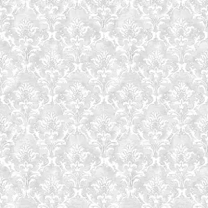 Galerie Azulejo Grey Lisboa Distressed Floral Damask Wallpaper Roll