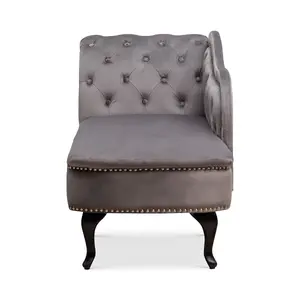 Right Hand Chaise Lounge in Velvet Dark Grey