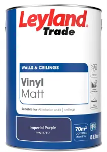 Leyland Trade Vinyl Matt Walls & Ceilings Emulsion Paint Imperial Purple (PPG1175-7) 5L