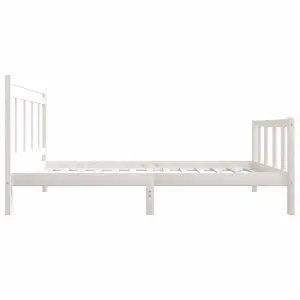 Berkfield Bed Frame White Solid Wood 90x200 cm 3FT Single