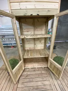 3 x 2 Pressure Treated Wooden T&G Wooden Pent Mini Greenhouse (3' x 2' / 3ft x 2ft)