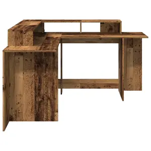 Berkfield Desk with LED Lights Old Wood 152x152x91 cm Engineered Wood