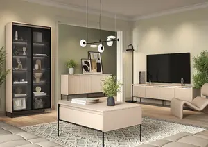 TREND Elegant TV Cabinet with Decorative LED Lighting (H)560mm (W)1670mm (D)400mm - Sand Beige