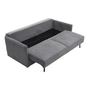 3 Seater Upholstered Sofa Bed Convertible Sofabed Sleeper Couch Bed, Dark Grey