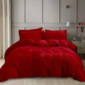 Kiranjot Microfibre 200 TC Reversible Modern & Contemporary Duvet Cover Set With Pillow Cases Red / Super King - 2 Standard Pillowcases