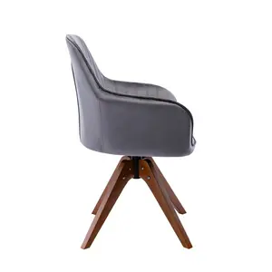 Upholstered Swivel Dining Chair Grey Velvet