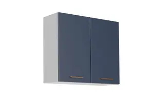 800 Kitchen Wall Unit 80cm Cabinet Navy Dark Blue Soft Close Copper Handle Nora