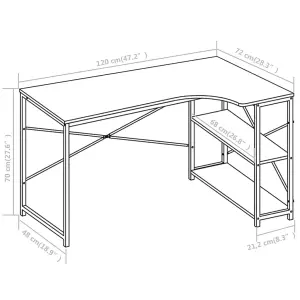 Berkfield Computer Desk White 120x72x70 cm