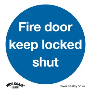 Durable Fire Door Keep Locked Safety Sign - Rigid Plastic 80mm x 80mm