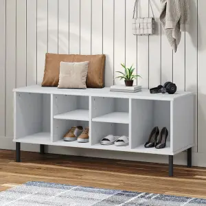 Berkfield Shoe Rack with Metal Legs White 106x35x45 cm Solid Wood OSLO