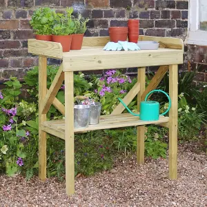 Zest Wooden Potting Bench Garden Work Table Multi Purpose Table