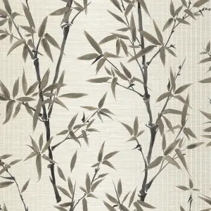 Rasch Grey Monochrome effect Bamboo Embossed Wallpaper