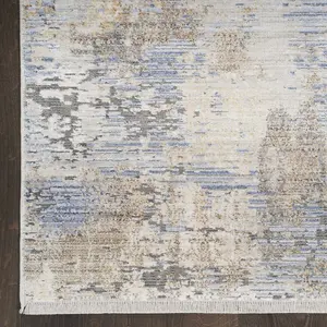 Grey Blue Modern Abstract Easy To Clean Living Room Bedroom & Dining Room Rug-160cm X 229cm