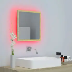 Berkfield LED Bathroom Mirror Sonoma Oak 40x8.5x37 cm Engineered Wood