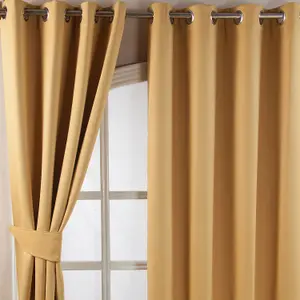 Homescapes Yellow Herringbone Chevron Blackout Curtains Pair Eyelet Style, 90x72"