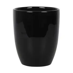 Black Ceramic Indoor Plant Pot with White Text. Gift Idea. (Dia) 12 cm