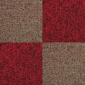 10m2 Sand And Scarlet Red Carpet Tiles