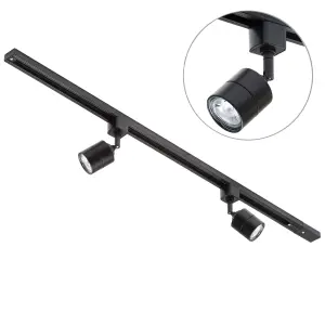 Litecraft Soho Black 2 Head 1m Straight Kitchen Ceiling Light with LED Bulbs