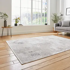 Abstract Beige Modern Easy to Clean Dining Room Bedroom and Living Room Rug -120cm X 170cm