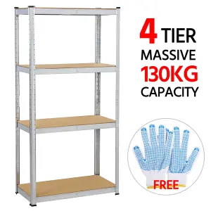 Yaheetech Silver 2Pcs 4 Tier Metal Storage Shelves for workshop Living Room