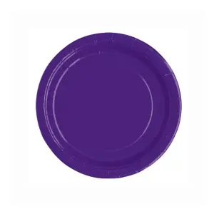 Unique Party Round Dessert Plate (Pack of 20) Purple (One Size)