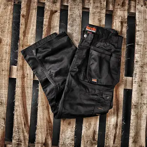 Scruffs WORKER PLUS Black Work Trousers with Holster Pockets Trade Hardwearing - 36in Waist - 30in Leg - Short