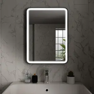 Harper & Harlow 600x800 Vela Matt Black LED Illuminated Bathroom Mirror