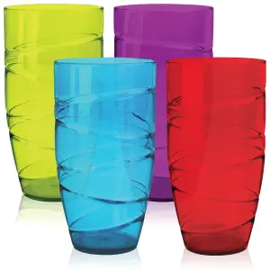 HEFTMAN Coloured Swirl Acrylic Tumblers - Set Of 4