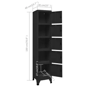 Berkfield Locker Cabinet Black 38x40x180 cm Steel