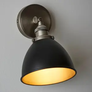 Luminosa Franklin Single Spotlight, Aged Pewter Plate, Matt Black Paint