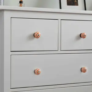 Nicola Spring - Round Ceramic Cabinet Knob - Orange Stripe