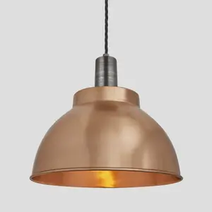 Industville Sleek Dome Pendant, 13 Inch, Copper, Pewter Holder