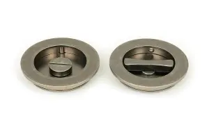 From The Anvil Pewter 75mm Plain Round Pull - Privacy Set