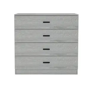 URBNLIVING Height 73cm 4 Drawer Wooden Bedroom Chest Cabinet Modern Ash Grey Carcass and Ash Grey Drawers Wide Storage Cupboard Cl