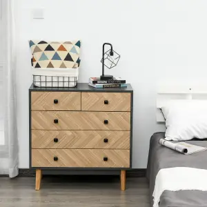 HOMCOM 5-Drawer Storage Cabinet Chest with Metal Handles Bedroom Living Room