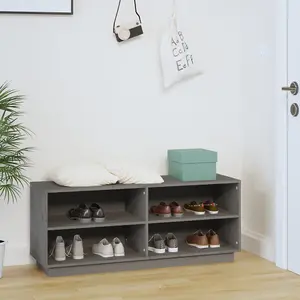 Shoe Cabinet Grey 110x34x45 cm Solid Wood Pine