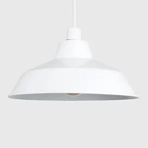 ValueLights Colby Retro Style Gloss White Metal Reflector Ceiling Pendant Light Shade