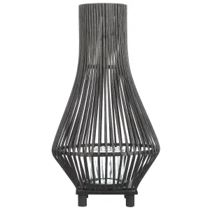 Beliani Rustic Lantern LEYTE Wood Black